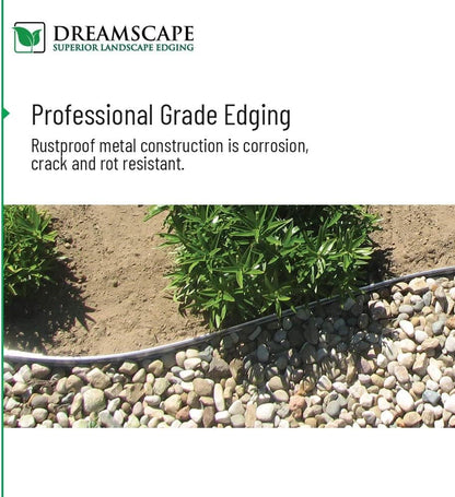 Dreamscape E-Z Edge Aluminum Landscape Edging - 8 Strips, 6ft Each (48ft Total), Bronze - Professional Quality Landscaping Border, Metal Divider for Lawn, Garden, Flowerbed…