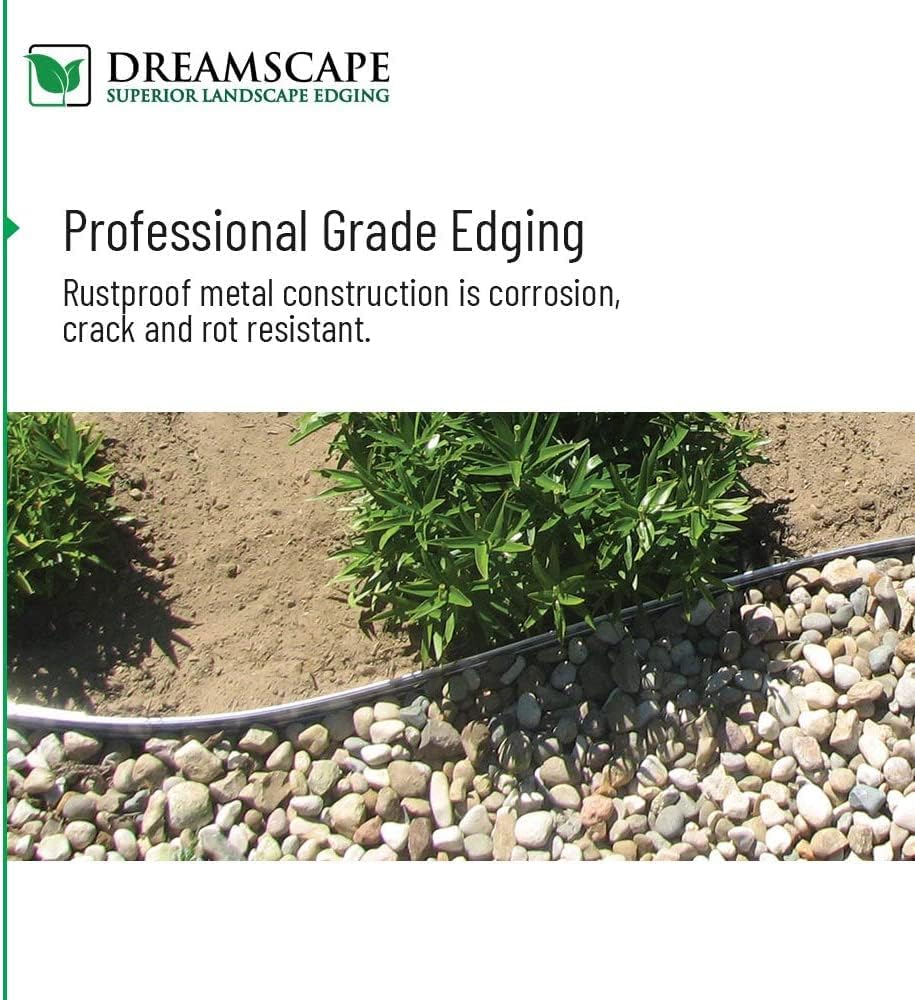 Dreamscape E-Z Edge Aluminum Landscape Edging - 8 Strips, 6ft Each (48ft Total), Mill Finish (Natural Aluminum) - Professional Quality Landscaping Border, Metal Divider for Lawn, Garden, Flowerbed…