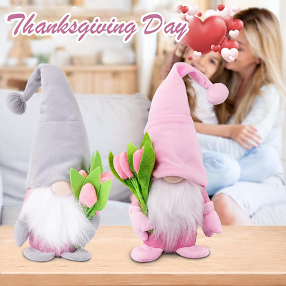 Gnome Plush Decorations Gift,15 inch Gnomes Decorations for Home,Fall Gnomes Plush Table Decoration Gnome Gifts for Women Swedish Tomte Nisse Doll Tabletop Scandinavian Elf Plushie,Pink