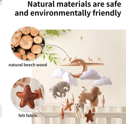 Baby Mobile for Crib, Baby Crib Mobile for Boys Girls, Baby Mobile for Bassinet, Boho Nursery Mobile, Nursery Decor Theme for Infant Bedroom Hanging, Gender Neutral Baby Gift