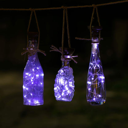 YJFWAL Upgraded 12 Pack Solar Wine Bottle Lights, 20 LEDs Waterproof Copper Light, Bottle Light Fairy Cork String Lights for Yard Patio Decor, DIY Birthday Gift for Mom Grandma Girlfriend(Cool White)