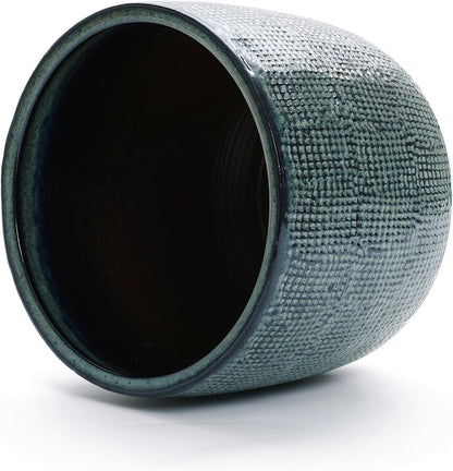 LuxenHome 15.5" Dia Large Ceramic Pots for Plants, Modern Green Glazed Planters for Outdoor Plants, Round Indoor Flower Pots with Drainage Hole and Rubber Plug for Home Garden Patio