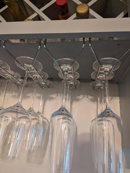 10.8 Inch Wine Glass Rack, Under Cabinet Wine Glass Holder, Wine Glass Hangers Under Shelf, Chrome Finish Stemware Rack, Hanging Stemware Holder for Cabinet Kitchen Bar, Set of 2
