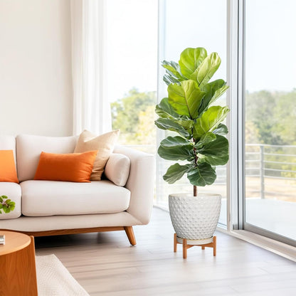 G EPGardening 10 Inch Plant Pot Ceramic Pots for Plants Indoor Outdoor Plant Pots with Drainage Hole and Saucer Round Large Flower Pot for Home Garden Office White