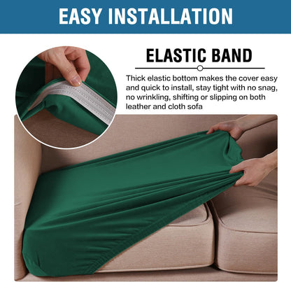 H.VERSAILTEX Velvet Stretch Couch Cushion Cover Plush Cushion Slipcover Cushion Furniture Protector for Seat Cushion Sofa Cover (2 Piece Medium Sofa Cushion Covers, Vintage Green)