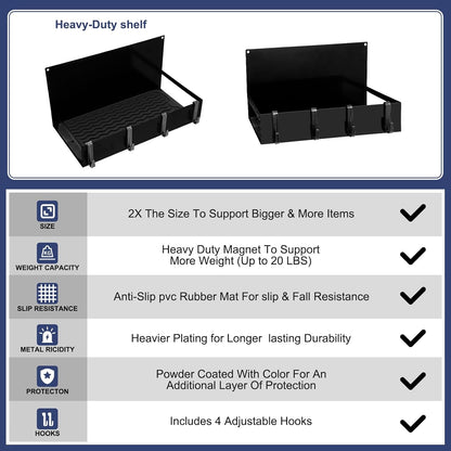 3 Pack Magnet Garage Organizer Magnetic Spice Rack for Refrigerator 20 lb Capacity Shelf Hanging Heavy Duty Magnetic Fridge Side for Organize Garage Tools(Black)