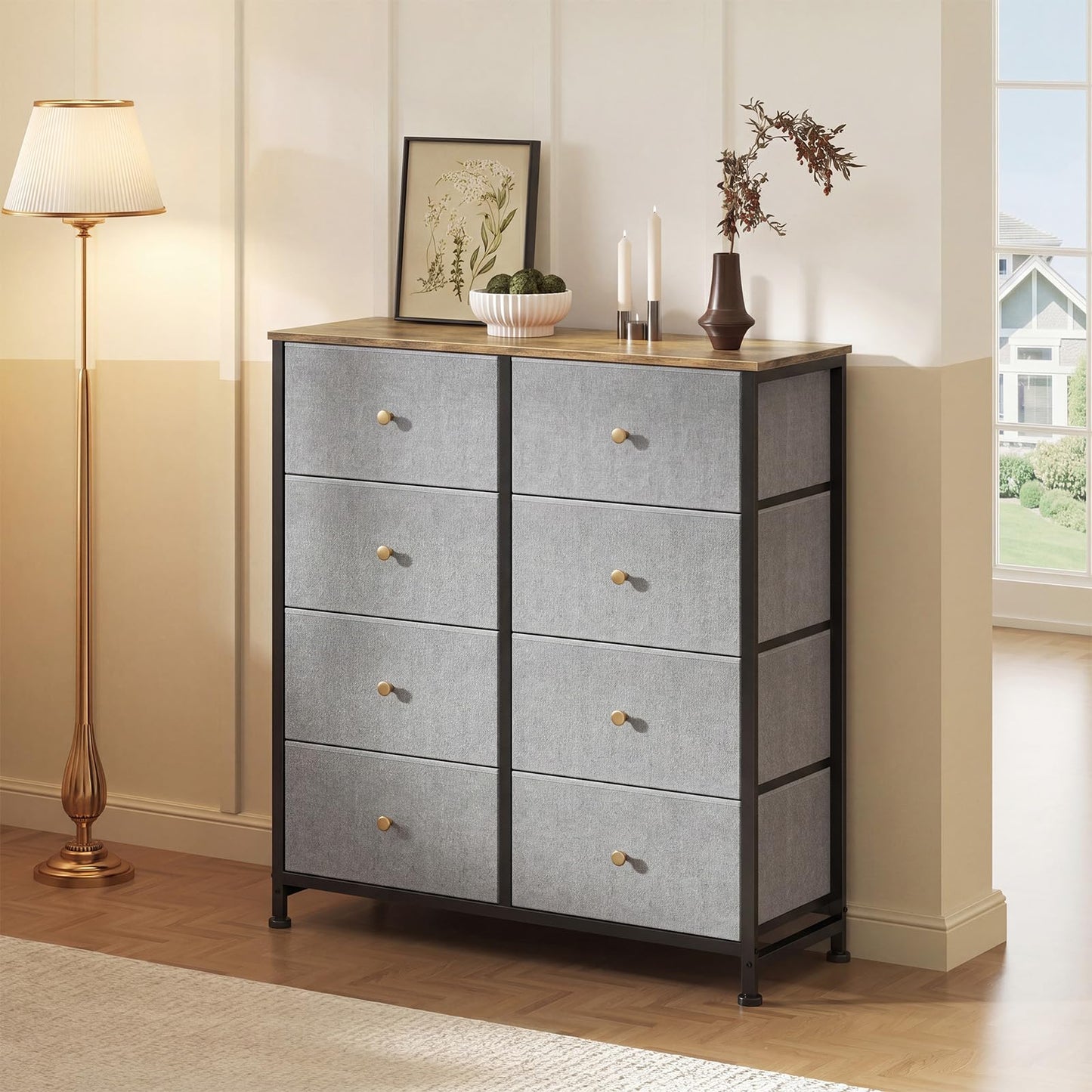 Sweetcrispy 8 Drawer Dresser for Bedroom, Organizer Storage Drawers, Blue