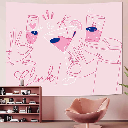 Lunerfex Y2K Tapestry Pink Party Wall Tapestry, Cute Tapestries for Bedroom Funny Tapestries Wall Hanging for Bedroom Living Room Decor Pink-2 44"x60"