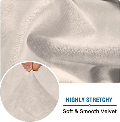 H.VERSAILTEX Velvet Stretch Individual Couch Cushion Cover Plush Slipcover for Loveseat Sofa Furniture Protector Seat Cover (1 Piece Loveseat Cushion Cover, Ivory)
