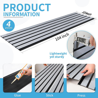 Art3d 4-Pack Glue-On Six-Grid Wainscoting Panel for Interior Wall Decor - 104 x 12 Inch Polystyrene Ultralight Slim Slat Wall Panels for Living Room Bedroom, Slate