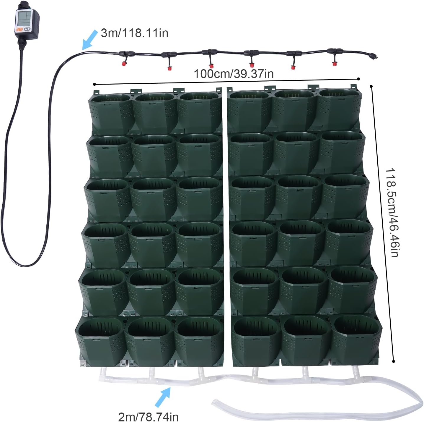 Vertical Wall Planter, Self-Watering Vertical Garden Planter Set with 36 Pots, Stackable Planters Grow Pots with Electronic Timer for Growing Veggies, Fruits, Herbs, Flowers.