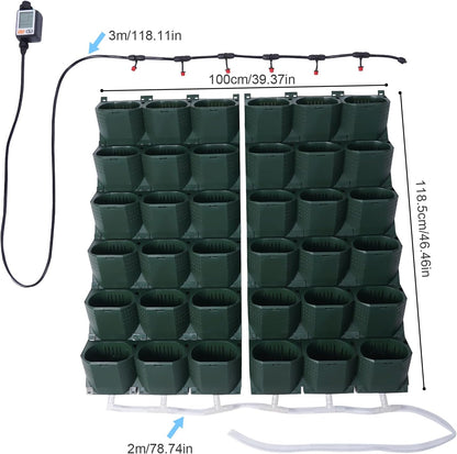 Vertical Wall Planter, Self-Watering Vertical Garden Planter Set with 36 Pots, Stackable Planters Grow Pots with Electronic Timer for Growing Veggies, Fruits, Herbs, Flowers.