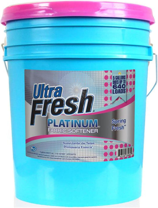 Ultra Fresh 5 Gallon Platinum Fabric Softener for All Machine Types, Liquid Laundry Softener, Up to