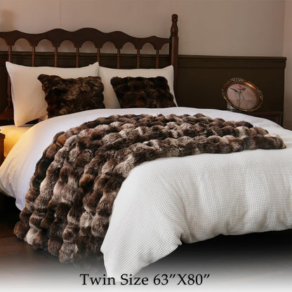 BENVWE Fluffy Faux Fur Throw Blanket for Couch, Soft Plush Thick Cozy Fuzzy Luxury Minky Bubble Blanket for Home Living Room Decor Gift for Women, Tie-dye Coffee, 60" x 80", 1100GSM