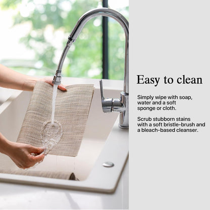 Placemats Set of 6 - Easy Clean Woven Vinyl Placemats for Dining Table, Indoor/Outdoor Place Mats, Washable PVC Table Mats（Cappuccino）