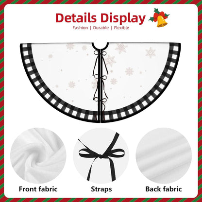 Christmas Tree Skirt 48 Inch Buffalo Plaid Xmas Tree Skirts Rustic Vintage Farmhouse Black and White Christmas Decoration Ornaments for Merry Christmas Holiday Party Indoor Outdoor