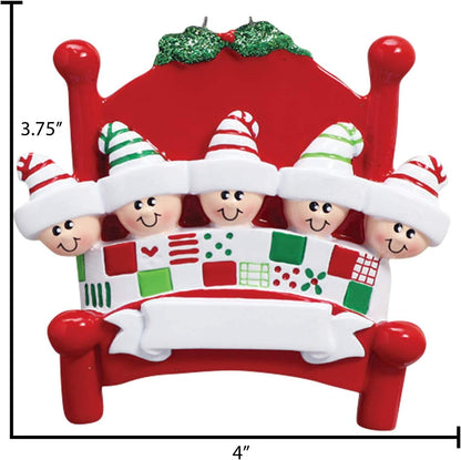 Bedtime Family of 5 Ornament 2025 Personalized Family Christmas Ornaments 2025 | Tucked in Together Holiday Keepsake Personalized Tree Ornaments for Grandchildren Siblings & Grandkids of Five Ornament