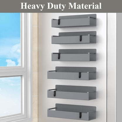6 Pack Magnetic Spice Rack Organizer for Refrigerator and Oven, Dark Grey Fridge Organizers and Storage for Kitchen