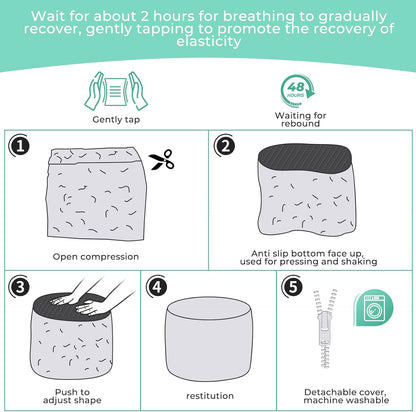 Dual-Size Corduroy Footrest with Hidden Zipper – Ergonomic Memory Foam Ottoman Poufs for Office Desks, Couches & Delicate Floors, Dark Gray 20"x 15"