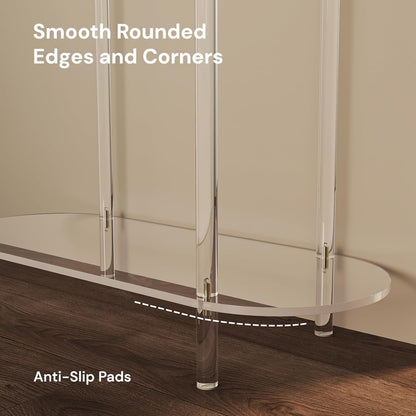 Acrylic Console Table, Oval, 29.5" Small Entryway Table, Clear Entry Table for Sofa, Foyer, Hallway, Living Room, Easy Assembly, 2 Tier, 11.8" D x 31.5" H