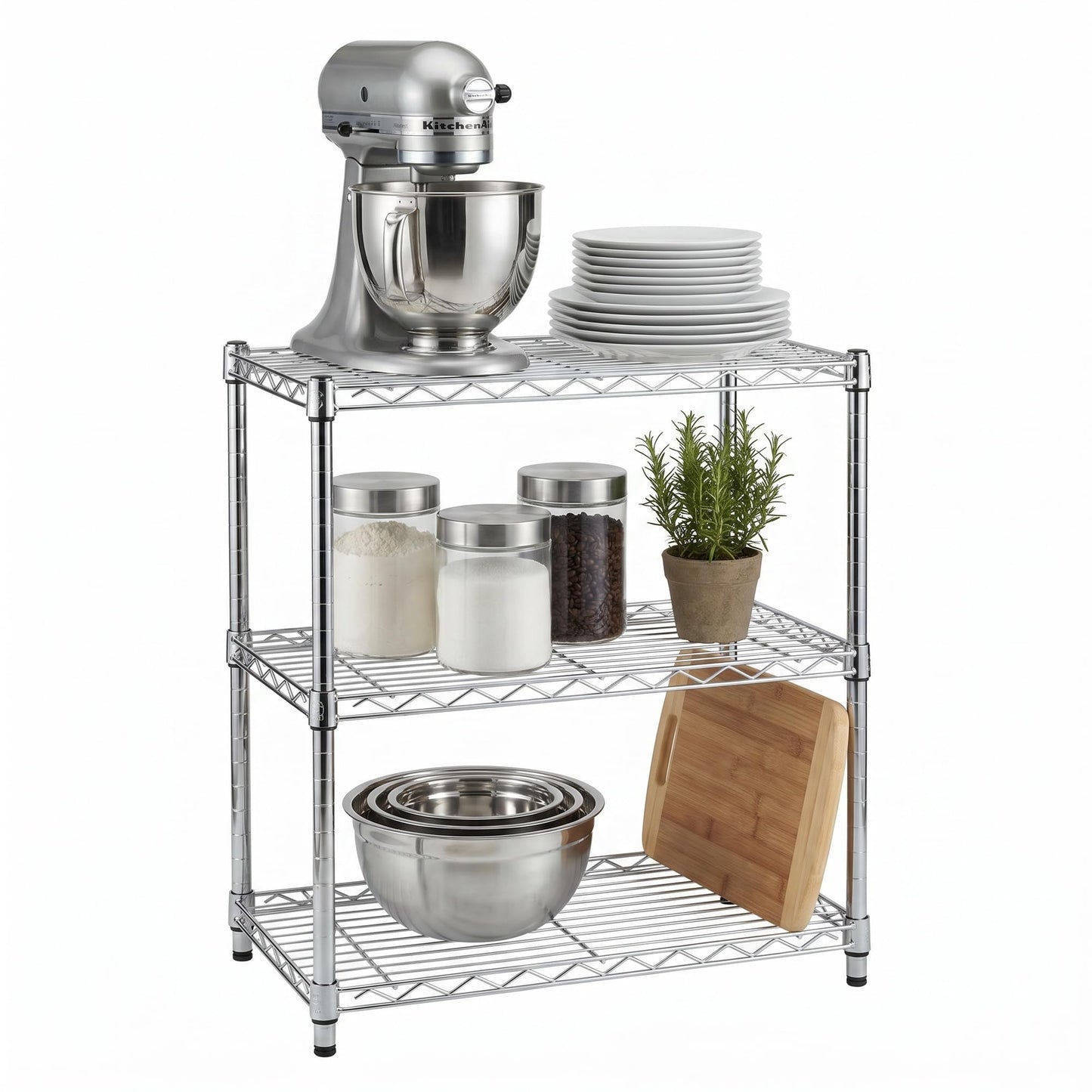 Honey-Can-Do 3-Tier Heavy Duty Adjustable Shelving Unit, 250-lb Per Shelf Metal Storage Rack, Wire