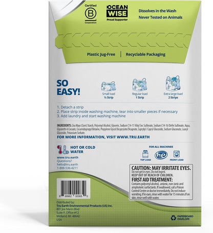Tru Earth Platinum - Heavy Duty Laundry Detergent Sheets - Up to 64 Loads (32 Count), Fragrance Free - Ultra-Concentrated Strips Formula - Eco-Friendly Laundry Sheets