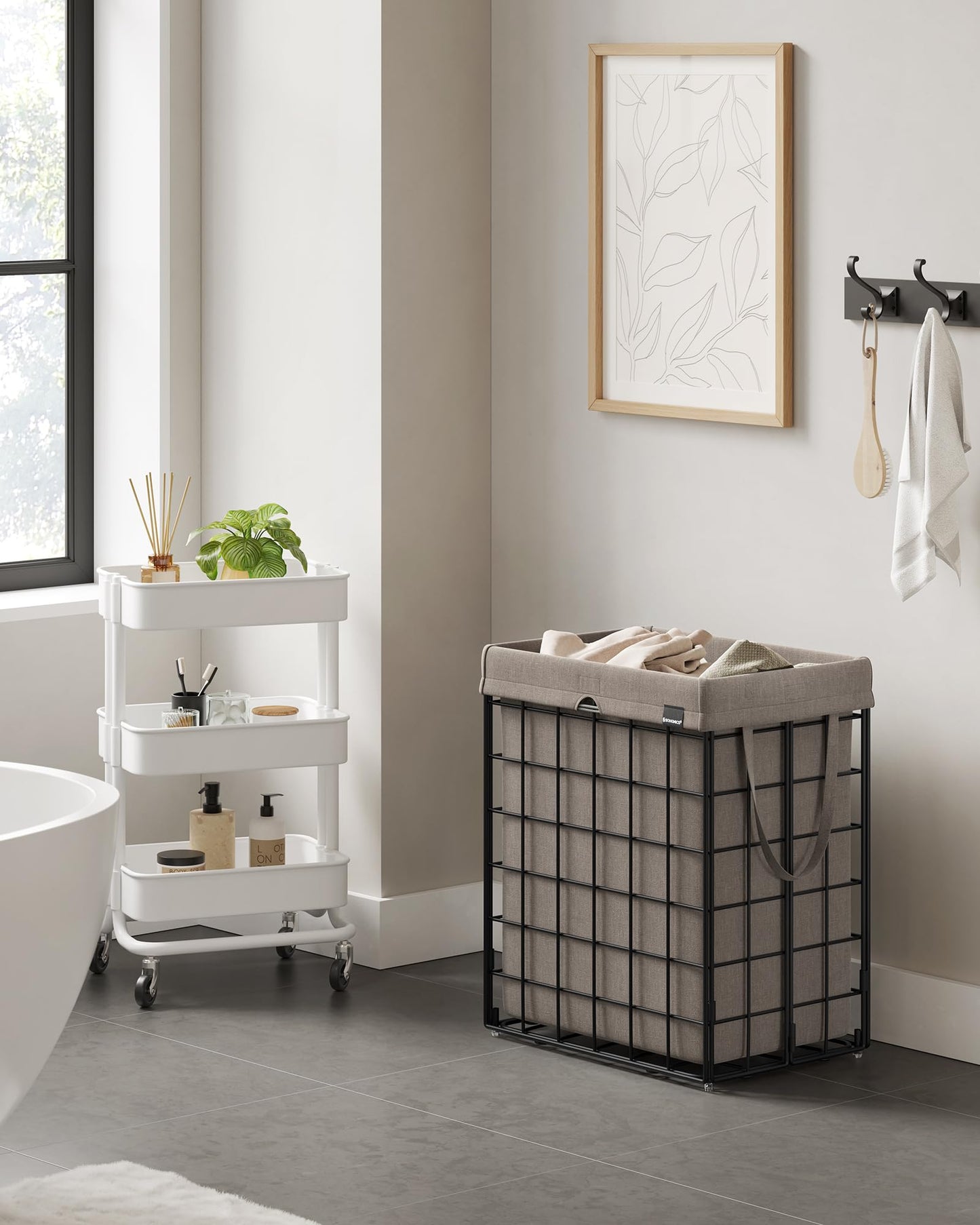 SONGMICS Laundry Hamper, 23.8 Gal. (90L) Laundry Basket, Collapsible Clothes Hamper, Removable and