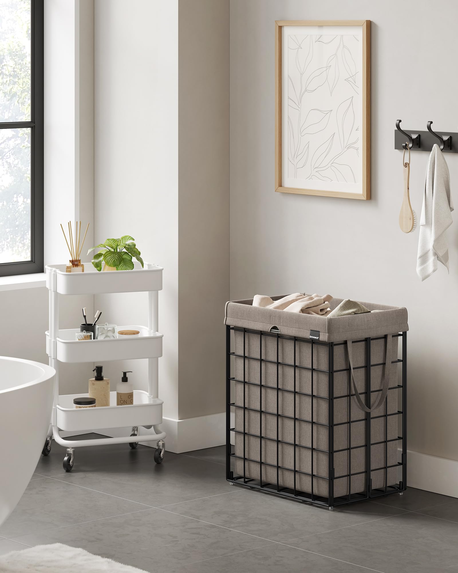 SONGMICS Laundry Hamper, 23.8 Gal. (90L) Laundry Basket, Collapsible Clothes Hamper, Removable and
