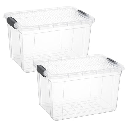 Superio Clear Storage Boxes with Lids, 26 Quart Plastic Container Bins for Organizing, Stackable