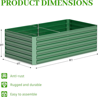 8x4x2 ft Raised Garden Bed, Large Metal Planter Raised Beds, Planters for Outdoor Plants for Vegetables, Flowers, Herbs, Fruits, and Succulents.