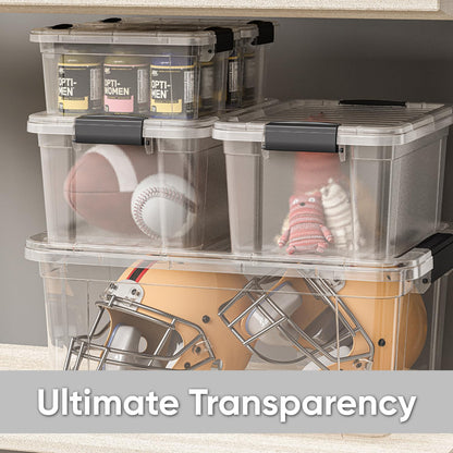 Superio Small Clear Storage Box with Lid, 11 Quart Plastic Container Bins for Organizing, Stackable