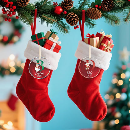 Personalized Christmas Ornaments with Names, Name Ornaments for Christmas Tree Decoration, Custom Initial Christmas Ornament for Kids and Adults, Stocking Name Tags