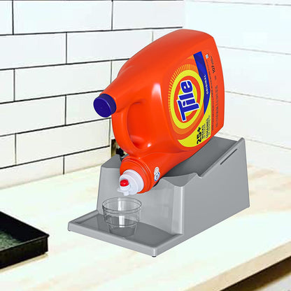 Skywin Laundry Detergent Holder Stand Organizer and Drip Tray for Laundry Room Organization,Non Slip Laundry Soap Holder for Liquid Laundry Detergent, Laundry Detergent Stand, No Strap (Grey)