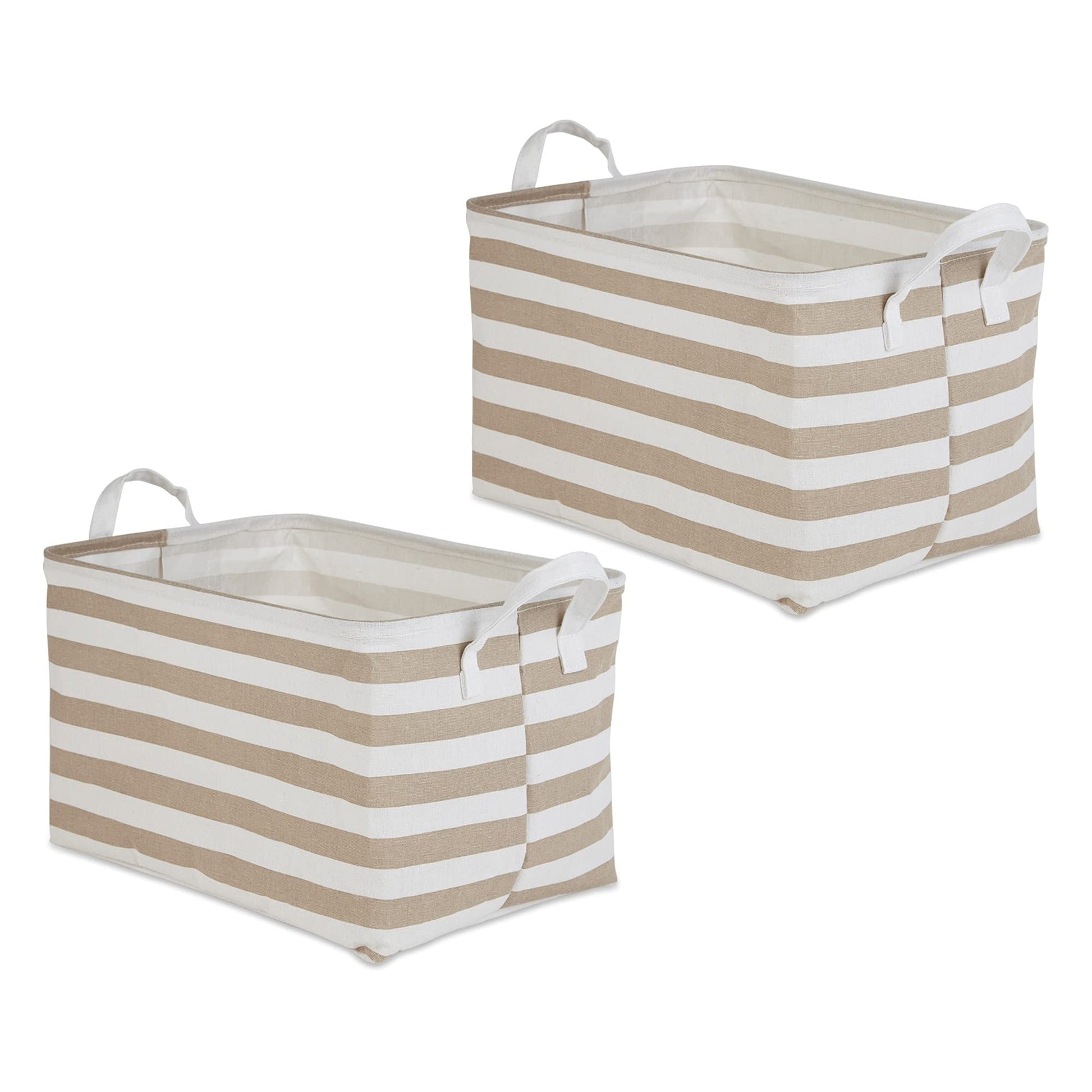 DII Laundry Storage Collection, PE Coated Collapsible Bin with Handles, Stone Stripe, Extra-Large
