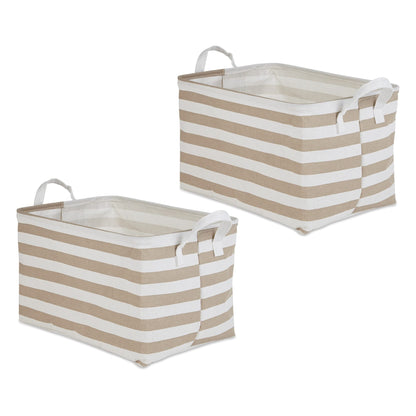DII Laundry Storage Collection, PE Coated Collapsible Bin with Handles, Stone Stripe, Extra-Large