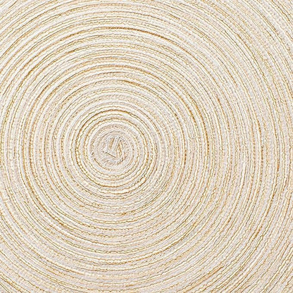 AHHFSMEI Round Braided Placemats Set of 8 Round Table Mats for Dining Tables Natural Woven Heat Resistant Place mats 15 Inch(Beige,8)