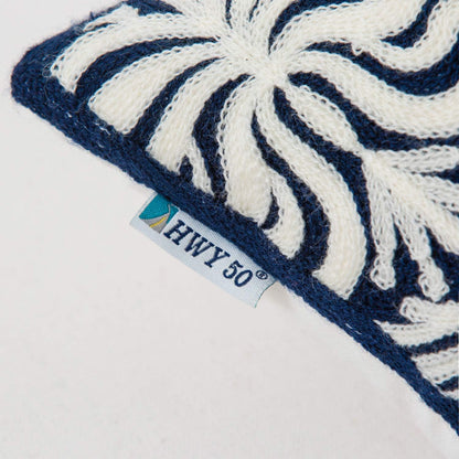 HWY 50 Navy Blue Decorative Lumbar Pillow Cover Rectangle 12x20 Inch (1 Piece), Embroidered Cotton Farmhouse Cushion Cover Pillow Case for Sofa Couch Living Room Bed, Minimalist Floral
