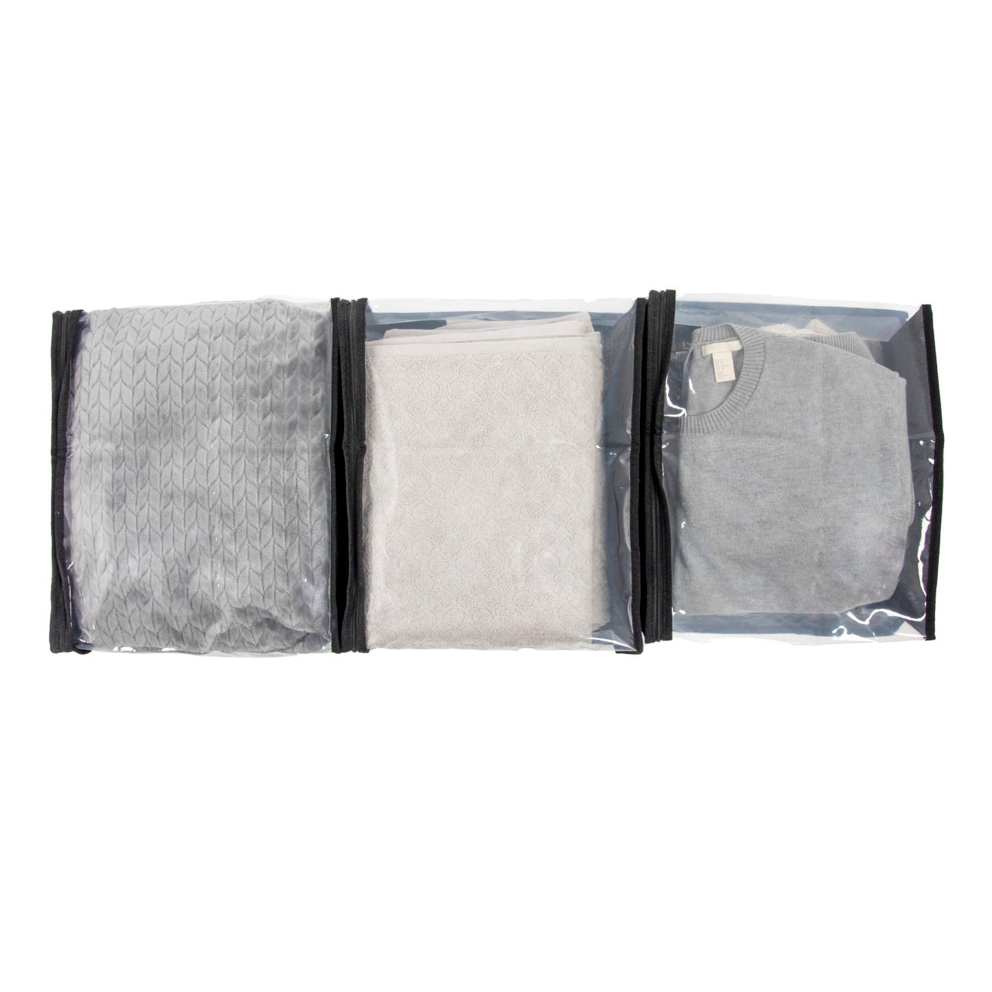 Household Essentials Under Bed Zippered Sweater Storage Bags with Clear Vision Panel, Set of 3