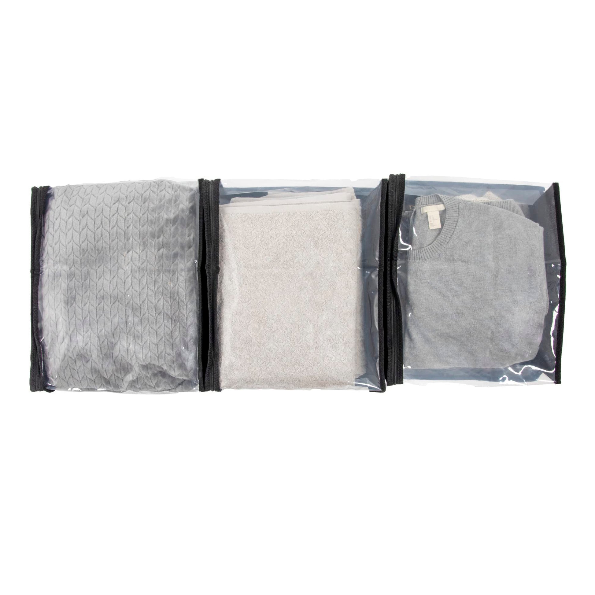 Household Essentials Under Bed Zippered Sweater Storage Bags with Clear Vision Panel, Set of 3