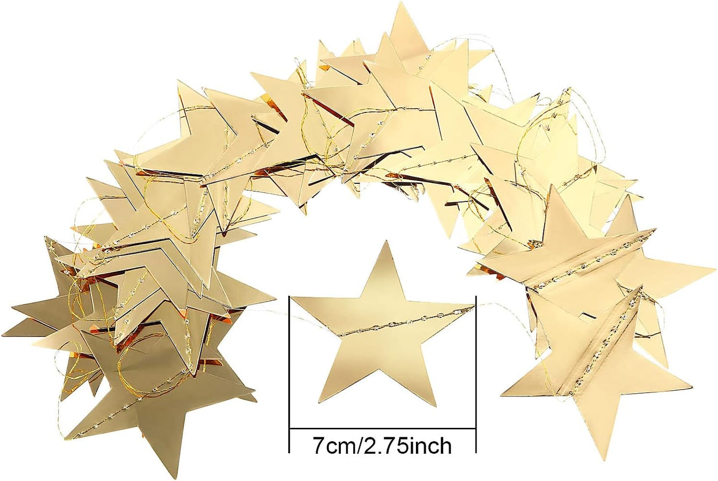 Patelai Glitter Star Garland Banner Decor 130 Feet Star Hanging Bunting Banner Twinkle Backdrop for Homecoming Classroom Wedding Birthday Halloween Christmas Party Supplies(Gold)