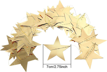 Patelai Glitter Star Garland Banner Decor 130 Feet Star Hanging Bunting Banner Twinkle Backdrop for Homecoming Classroom Wedding Birthday Halloween Christmas Party Supplies(Gold)