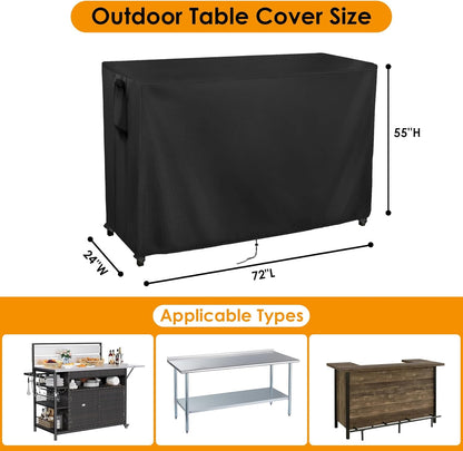 Kingling Outdoor Prep Table Covers, Waterproof Stainless Steel Table Cover Metal Table Cover Protection for Patio Kitchen Prep/Work Table - 72''L x 24''W x 55''H