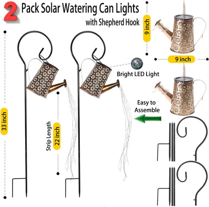 2 Pack Solar Watering Can with Lights,Solar Outdoor Garden Decor Waterproof Hanging Lantern Landscape Lights Outside Decorations for Yard Lawn Patio Gardening Gifts.