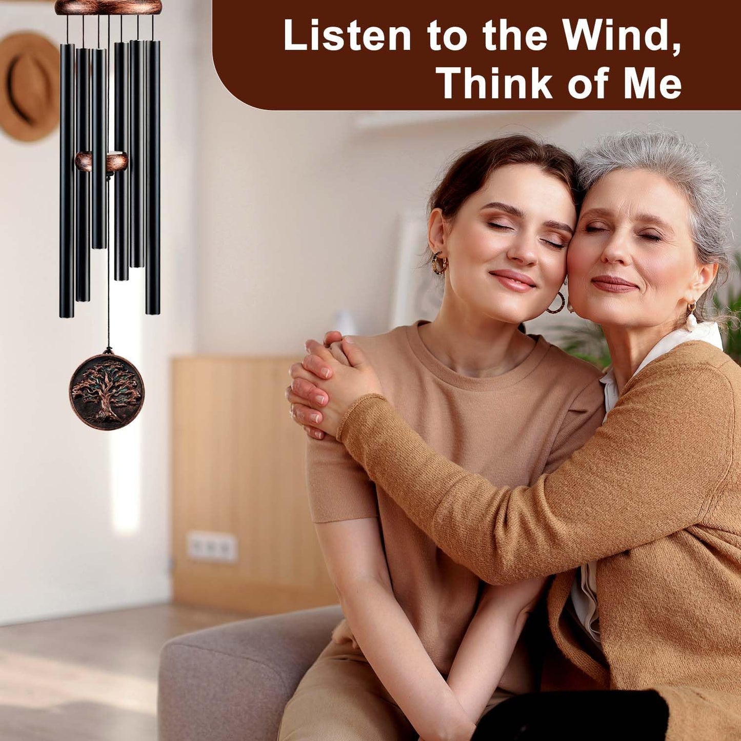 Memorial Wind Chimes for Loss of Loved One, Tree of Life Vintage Wind Chime for Outside