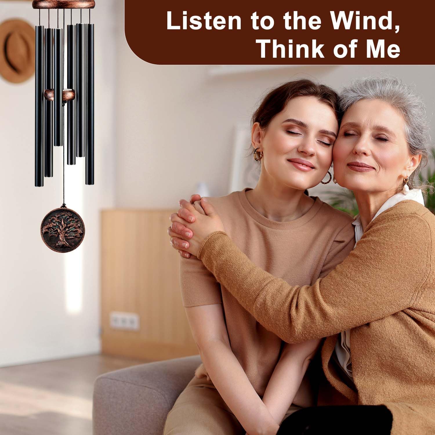 Memorial Wind Chimes for Loss of Loved One, Tree of Life Vintage Wind Chime for Outside