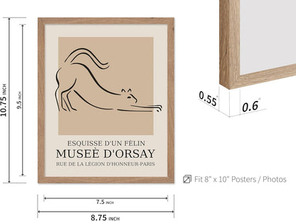 Poster Master Vintage Poster - Retro Minimalist Print - Gift for Artist, Housewarming - Cat, Line Drawing, Sketch, Abstract - Wall Decor for Living Room, Bedroom, 8x10 Beige Framed