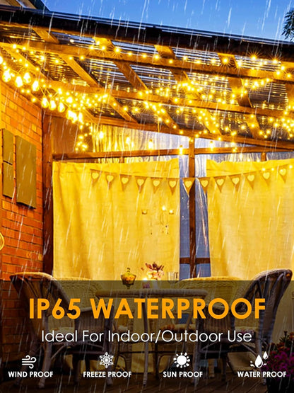 4-pack Solar Christmas Lights Outdoor Waterproof, 400LED 132FT Solar String Light with 8 Lighting Modes, Solar Tree Lights Green Wire for Xmas Tree Party Wedding Garden Fence Decoration (Warm White)