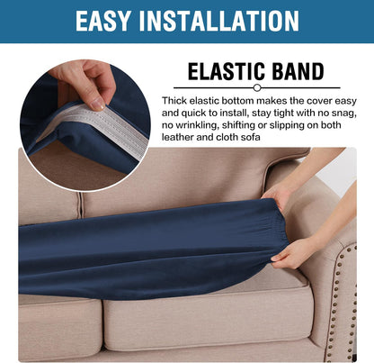H.VERSAILTEX Velvet Stretch Individual Couch Cushion Cover Plush Cushion Slipcover for Loveseat Sofa Cushion Furniture Protector Seat Cushion Sofa Cover (1 Piece Sofa Cushion Cover, Navy)