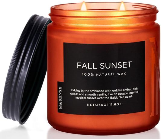 M&SENSE Baltic Amber Scented Candle, 11.6oz Clean Natural Soy Wax Non Toxic Up to 70 Hours Burn