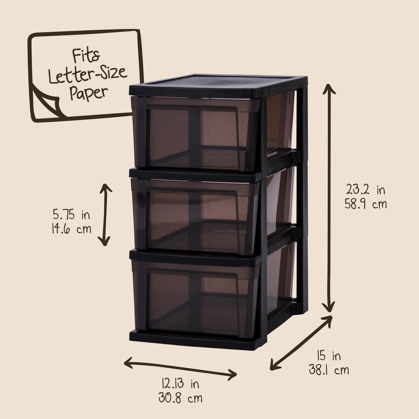 IRIS USA Plastic Drawer Storage Organizer, 3-Drawers, 2-Pack, for Classroom Art Craft Supplies